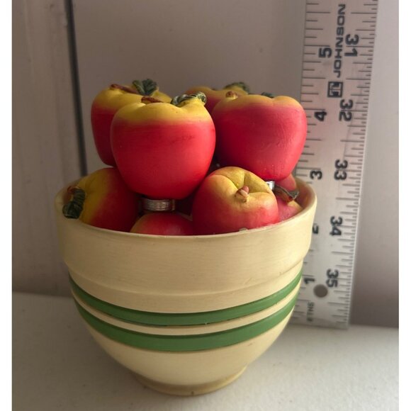 Vtg Red & Yellow Apple Spreaders With Ceramic Bowl - Set Of 4 Spreaders & Bowl - Picture 6 of 7